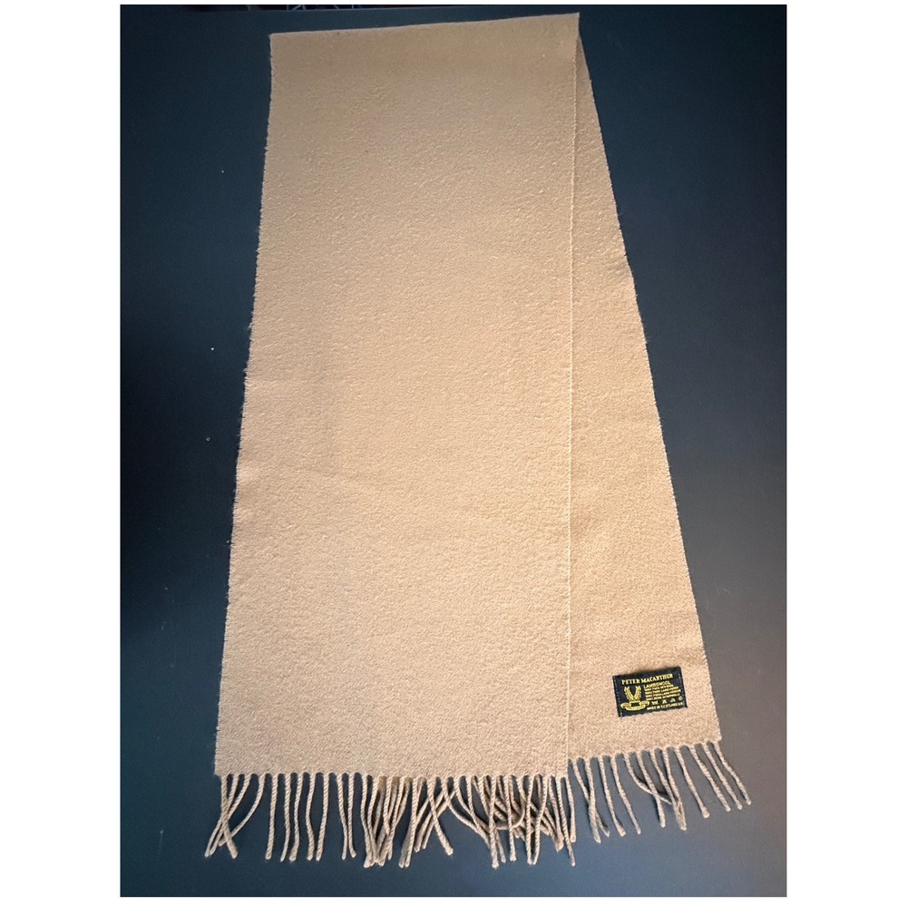 Vintage Peter MacArthur Lambswool Scarf Tan Made in Scotland 100% Pure New Wool